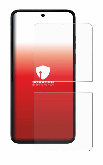 Image de l'appareil Motorola Razr 50 avec une grande variété de protections d'écran.