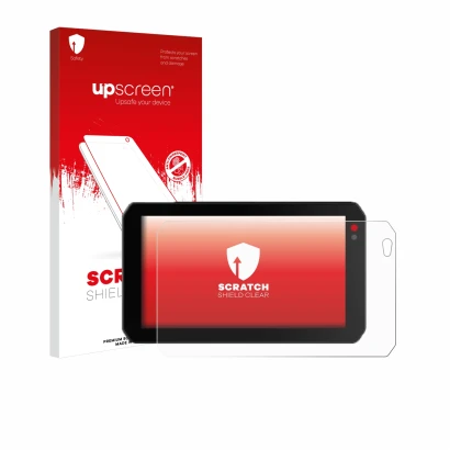 Face avant d’un emballage produit avec le logo de la marque upscreen. À côté, l’appareil Chigee AIO-5 Lite est représenté avec