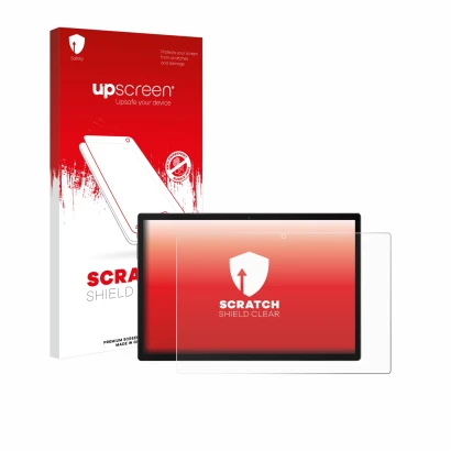 Face avant d’un emballage produit avec le logo de la marque upscreen. À côté, l’appareil Meswao MES-B2 14" est représenté avec
