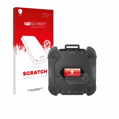 Face avant d’un emballage produit avec le logo de la marque upscreen. À côté, l’appareil Texa TXT MULTIHUB est représenté avec