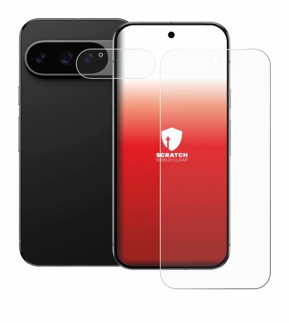 Image de l'appareil Google Pixel 9 Pro (Avant+Caméra) avec une grande variété de protections d'écran.