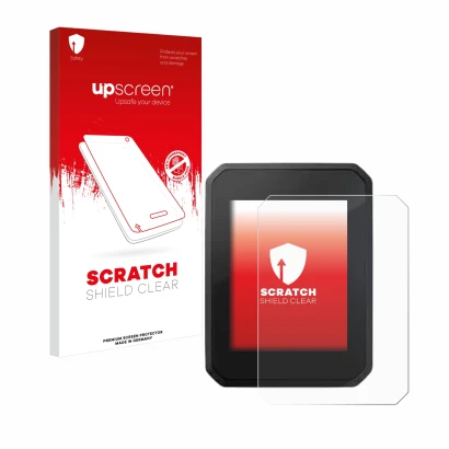 Face avant d’un emballage produit avec le logo de la marque upscreen. À côté, l’appareil FIT Display Compact 2.0 est représent