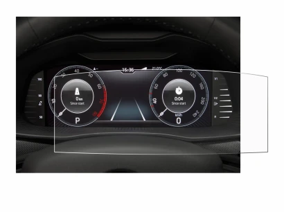Image de l'appareil Skoda Virtual Cockpit 10.25" avec une grande variété de protections d'écran.