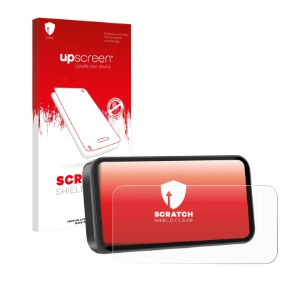 Face avant d’un emballage produit avec le logo de la marque upscreen. À côté, l’appareil Carpuride W603D 6.3" est représenté a