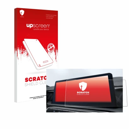 Face avant d’un emballage produit avec le logo de la marque upscreen. À côté, l’appareil MG3 Hybrid Hybrid+ 2024 est représent