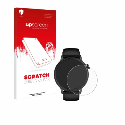 Face avant d’un emballage produit avec le logo de la marque upscreen. À côté, l’appareil YYKY ET470 1.4" est représenté avec l