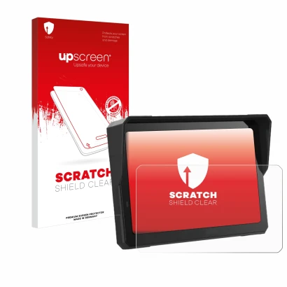 Face avant d’un emballage produit avec le logo de la marque upscreen. À côté, l’appareil Carpuride W702 Pro 7" est représenté