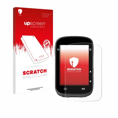Face avant d’un emballage produit avec le logo de la marque upscreen. À côté, l’appareil CooSpo CS500 est représenté avec la p