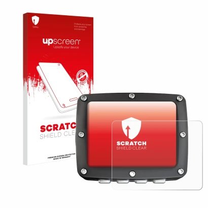 Face avant d’un emballage produit avec le logo de la marque upscreen. À côté, l’appareil Ratio iX3M 2 Pro est représenté avec 