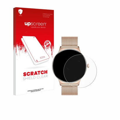 Face avant d’un emballage produit avec le logo de la marque upscreen. À côté, l’appareil LIGE FV12 1.43" est représenté avec l