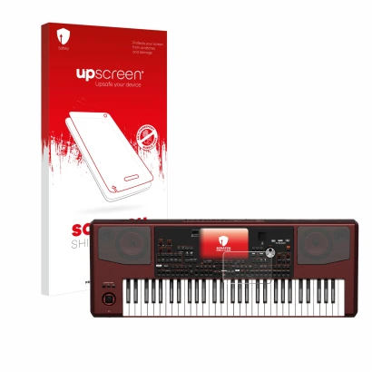 Face avant d’un emballage produit avec le logo de la marque upscreen. À côté, l’appareil KORG Pa700 est représenté avec la pro