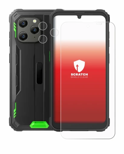 Image de l'appareil Blackview BV5300 Plus (Avant+Caméra) avec une grande variété de protections d'écran.