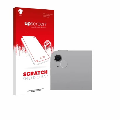 Face avant d’un emballage produit avec le logo de la marque upscreen. À côté, l’appareil Apple iPad Air 13" M3 2025 (Caméra UN