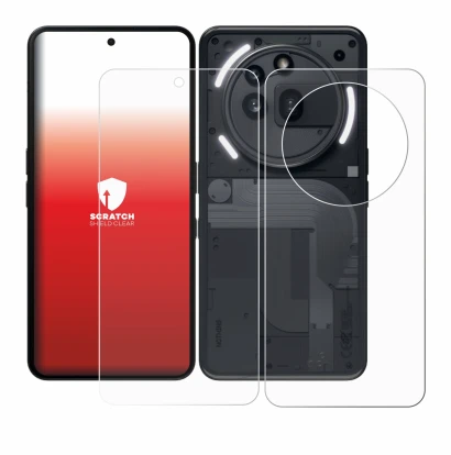 Image de l'appareil Nothing Phone (3a) Pro (Avant+Arrière) avec une grande variété de protections d'écran.