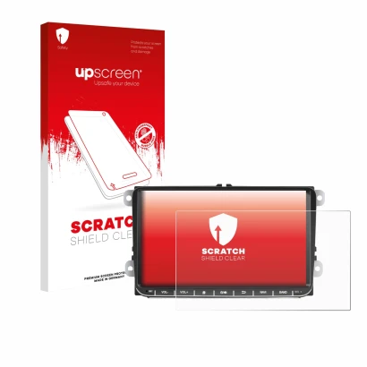 Face avant d’un emballage produit avec le logo de la marque upscreen. À côté, l’appareil Essgoo AR9002 est représenté avec la 
