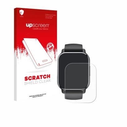 Face avant d’un emballage produit avec le logo de la marque upscreen. À côté, l’appareil Poounur T80 1.95" est représenté avec