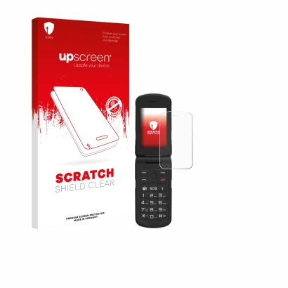 Face avant d’un emballage produit avec le logo de la marque upscreen. À côté, l’appareil AGM M10 est représenté avec la protec