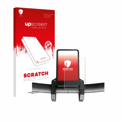 Face avant d’un emballage produit avec le logo de la marque upscreen. À côté, l’appareil Joyor T6 est représenté avec la prote