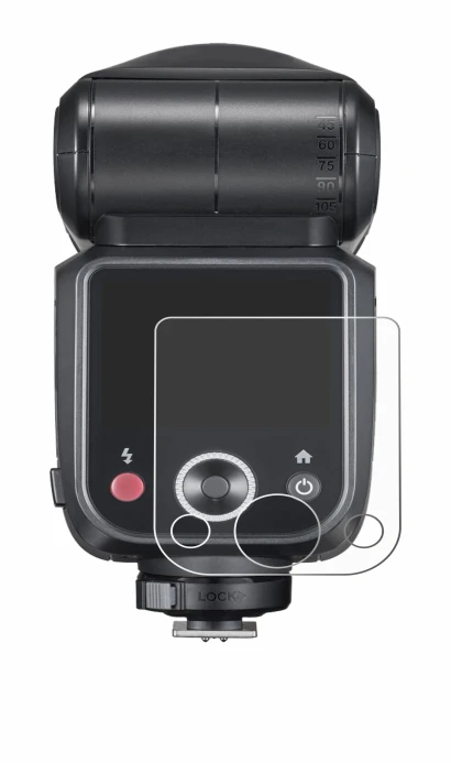 Image de l'appareil Godox V100 avec une grande variété de protections d'écran.