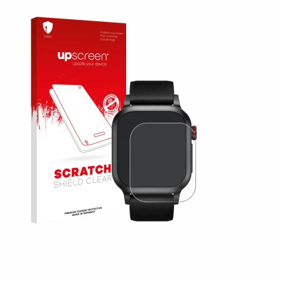 Face avant d’un emballage produit avec le logo de la marque upscreen. À côté, l’appareil Haylou Iron Neo 1.95" est représenté 