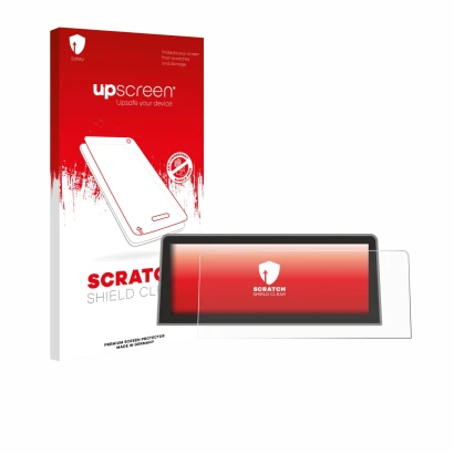 Face avant d’un emballage produit avec le logo de la marque upscreen. À côté, l’appareil Roadtop BMW 1 Serie E81 E82 E87 E88 2