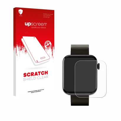 Face avant d’un emballage produit avec le logo de la marque upscreen. À côté, l’appareil Kendox Life Tracker est représenté av
