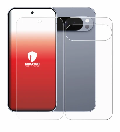 Image de l'appareil Google Pixel 10 Pro XL (Avant+Arrière) avec une grande variété de protections d'écran.