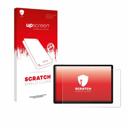 Face avant d’un emballage produit avec le logo de la marque upscreen. À côté, l’appareil Doogee U13 est représenté avec la pro