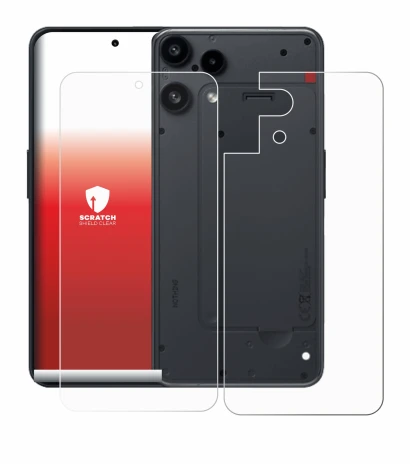Image de l'appareil Nothing Phone (3a) Lite (Avant+Arrière) avec une grande variété de protections d'écran.