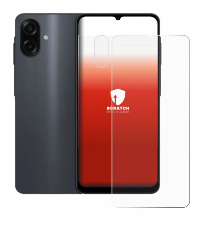 Image de l'appareil Samsung Galaxy A07 (Avant+Caméra) avec une grande variété de protections d'écran.