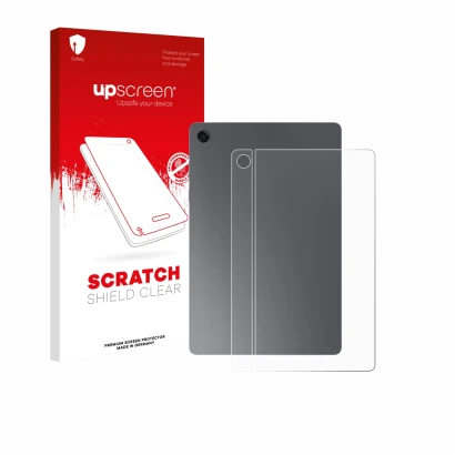Face avant d’un emballage produit avec le logo de la marque upscreen. À côté, l’appareil Samsung Galaxy Tab A11 Plus WiFi 11" 