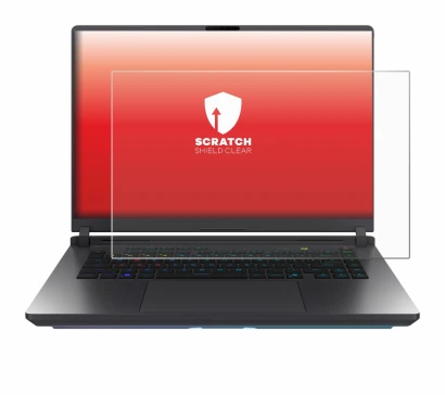 Image de l'appareil ASUS ROG Strix G16 2025 avec une grande variété de protections d'écran.