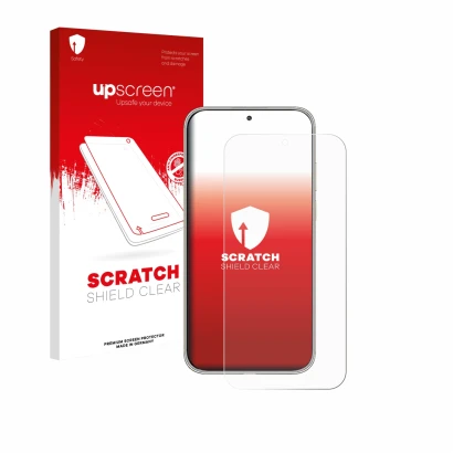 Face avant d’un emballage produit avec le logo de la marque upscreen. À côté, l’appareil Huawei Mate 70 Air est représenté ave