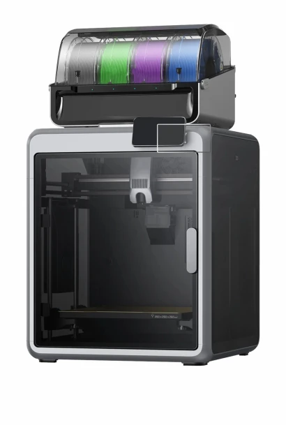 Image de l'appareil Creality K2 avec une grande variété de protections d'écran.