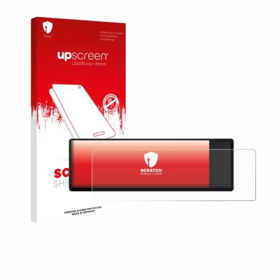 Face avant d’un emballage produit avec le logo de la marque upscreen. À côté, l’appareil Corsair Xeneon Edge 14.5" est représe