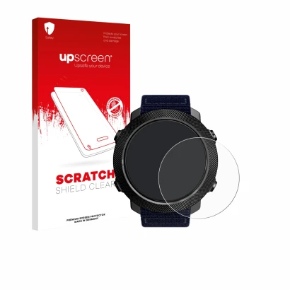 Face avant d’un emballage produit avec le logo de la marque upscreen. À côté, l’appareil North Edge Apache 3 est représenté av