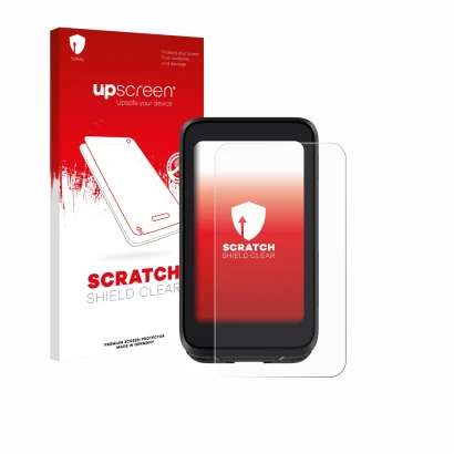 Face avant d’un emballage produit avec le logo de la marque upscreen. À côté, l’appareil iGPSPORT BiNavi Air est représenté av