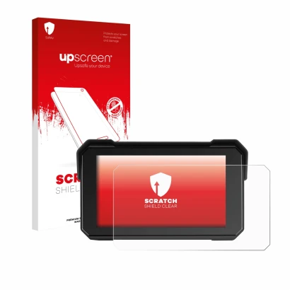 Face avant d’un emballage produit avec le logo de la marque upscreen. À côté, l’appareil GOHHDL A4058-AM39DE-GOH 5" est représ