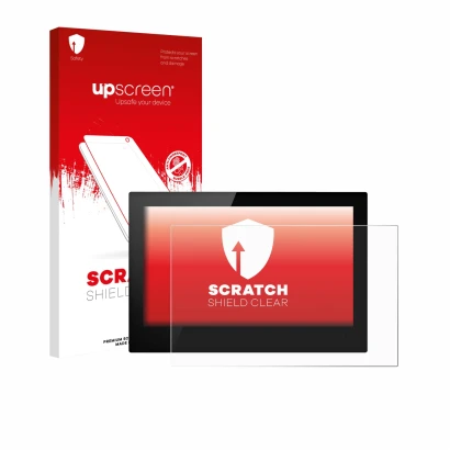 Face avant d’un emballage produit avec le logo de la marque upscreen. À côté, l’appareil ADS-TEC Industrial IT OPC9019 est rep