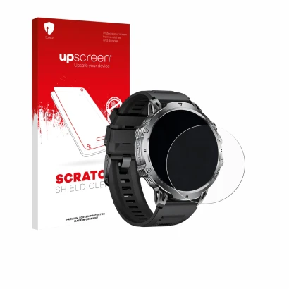 Face avant d’un emballage produit avec le logo de la marque upscreen. À côté, l’appareil LIGE EF13-B 1.85" est représenté avec