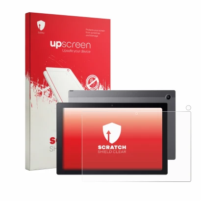 Face avant d’un emballage produit avec le logo de la marque upscreen. À côté, l’appareil Acer Chromebook Tab 311 (Avant+Caméra