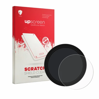 Face avant d’un emballage produit avec le logo de la marque upscreen. À côté, l’appareil Shearwater NERD 2 dive computer est r