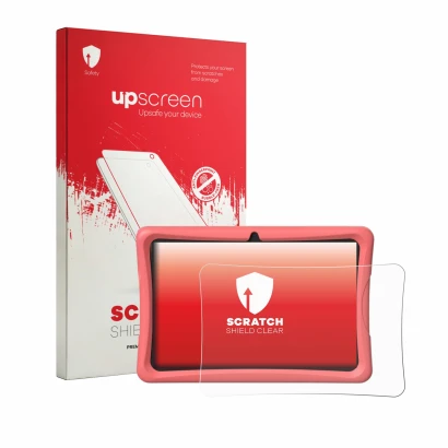 Face avant d’un emballage produit avec le logo de la marque upscreen. À côté, l’appareil Tabwee K10 est représenté avec la pro