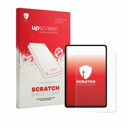 Face avant d’un emballage produit avec le logo de la marque upscreen. À côté, l’appareil Vivo Pad 6 Pro est représenté avec la