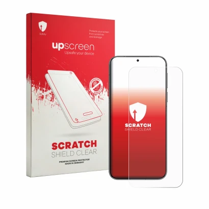 Face avant d’un emballage produit avec le logo de la marque upscreen. À côté, l’appareil Huawei Pura 90 Pro est représenté ave