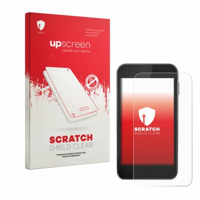 Face avant d’un emballage produit avec le logo de la marque upscreen. À côté, l’appareil Equil Patch 200U est représenté avec