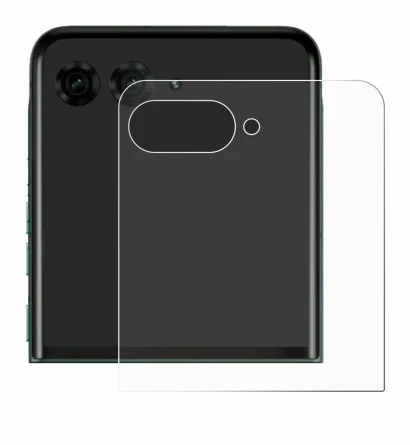 Image de l'appareil Motorola Razr 70 Plus (Affichage arrière) avec une grande variété de protections d'écran.