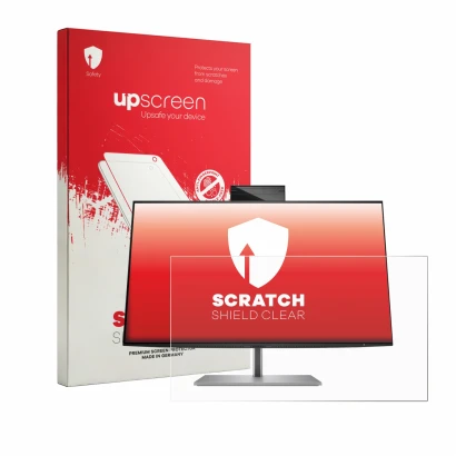 Face avant d’un emballage produit avec le logo de la marque upscreen. À côté, l’appareil HP Z24m G3 est représenté avec la pro