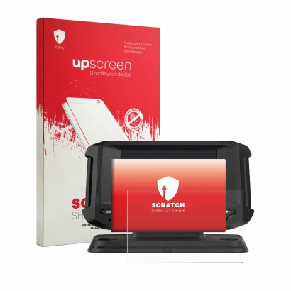 Face avant d’un emballage produit avec le logo de la marque upscreen. À côté, l’appareil Lowrance Eagle 4 est représenté avec 