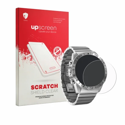 Face avant d’un emballage produit avec le logo de la marque upscreen. À côté, l’appareil North Edge GAVIA est représenté avec
